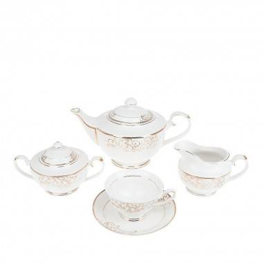Чайный сервиз 15пр. &quot;Ballet&quot; v=200/1150мл. (рельеф, золотая обводка) (фарфор)  408-102 — Egidius.ru