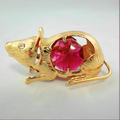 Фигурка Мышки с 2-мя цветными хрусталиками Swarovski 5*2*2,5см 3-2-003 фото 1 — Egidius.ru