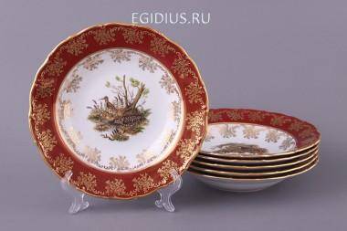 Набор суповых тарелок из 6 шт.&quot;красная охота&quot; диаметр=23 см. 300-480 — Egidius.ru