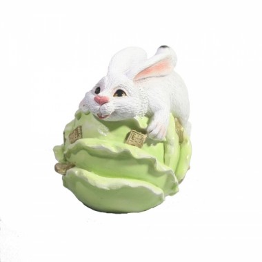 Копилка &quot;Зайка на капусте&quot; (белый) 9,5х10х11см символ года кот, кролик 2023 81-3059 — Egidius.ru