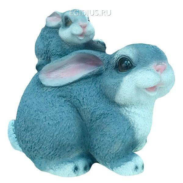 Фигура для дачи Заяц с зайчонком, L21,5W13H18 см 81-6123 фото 1 — Egidius.ru