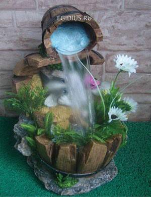 Комнатный фонтан: котенок и водопад   23*24*34 CM 10-0260 фото 1 — Egidius.ru