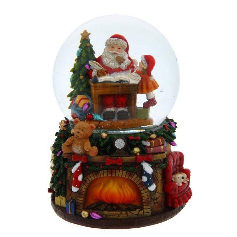 Дед мороз новогодний шар музыкальный двигающийся D10 см, L11 80-0974 фото 1 — Egidius.ru