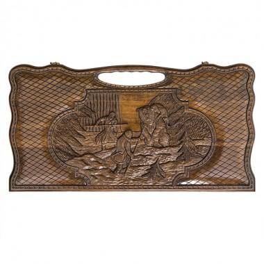 Настольная игра: Нарды резные &quot;Охота на медведя&quot; с ручкой 60, Haleyan 4-2-040 — Egidius.ru