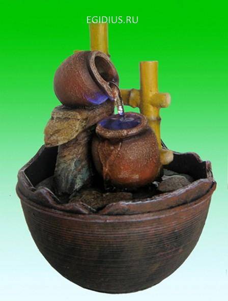 Декоративный фонтан Японский садик №1, подсветка   H*L*W=17*12,5*12,5см 10-0386 фото 1 &mdash; Egidius.ru