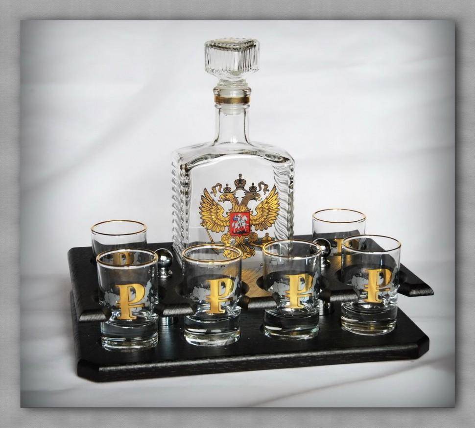 Набор для водки 110 "Золотой рубль" штоф+6 стопок 72-1015 фото 1 — Egidius.ru