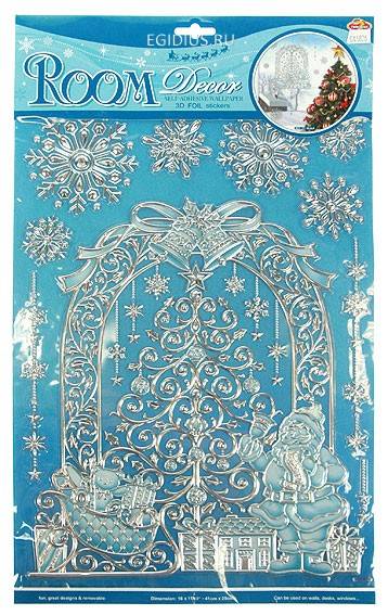 Декоративная наклейка Новогодняя 30*50см 152-304 фото 1 &mdash; Egidius.ru