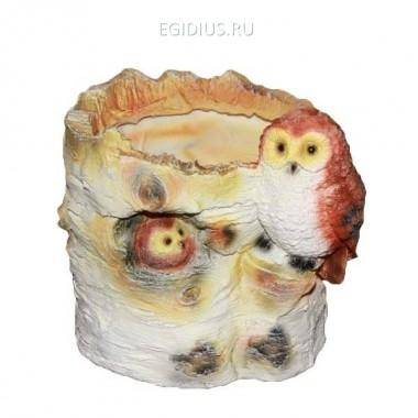 Садовое кашпо Пенек березовый с совой, L16 W13 H15 см 81-6024 — Egidius.ru