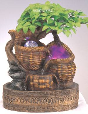 Фонтан с деревом, каскадом воды. Подсветка цветная, туман 10-0261 фото 1 — Egidius.ru