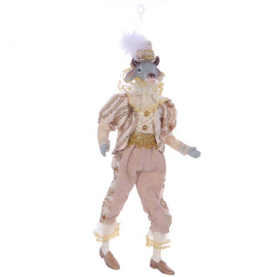 Белый металлический бык игрушка, L15 W6 H34 см 82-1352 фото 1 — Egidius.ru