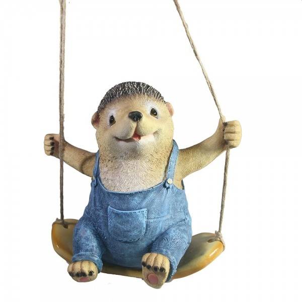 Фигура для дачи "Ежик на качелях" L14W21H19 81-6849 фото 1 — Egidius.ru