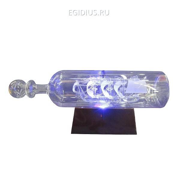 Изделие декоративное "Корабль в бутылке" со светодиодами, L23 W5,5 H9 см (3 х АА, не прилаг)) 81-0516 фото 1 &mdash; Egidius.ru