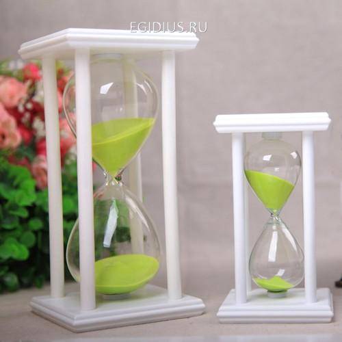 Песочные часы 45 минут квадратн/белые/зелен песок 270-013 фото 1 — Egidius.ru