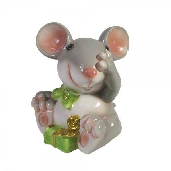 Копилка Мышка с деньгами (серый) L10W10H11,5 82-1042 фото 1 &mdash; Egidius.ru