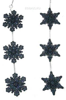 Игрушка ёлочная Снежинки серебро 25см 151-142 фото 1 — Egidius.ru