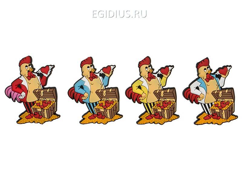 Набор из 4-х магнитов "петух" 4.5*0.5*6.5см  330-707 фото 1 — Egidius.ru