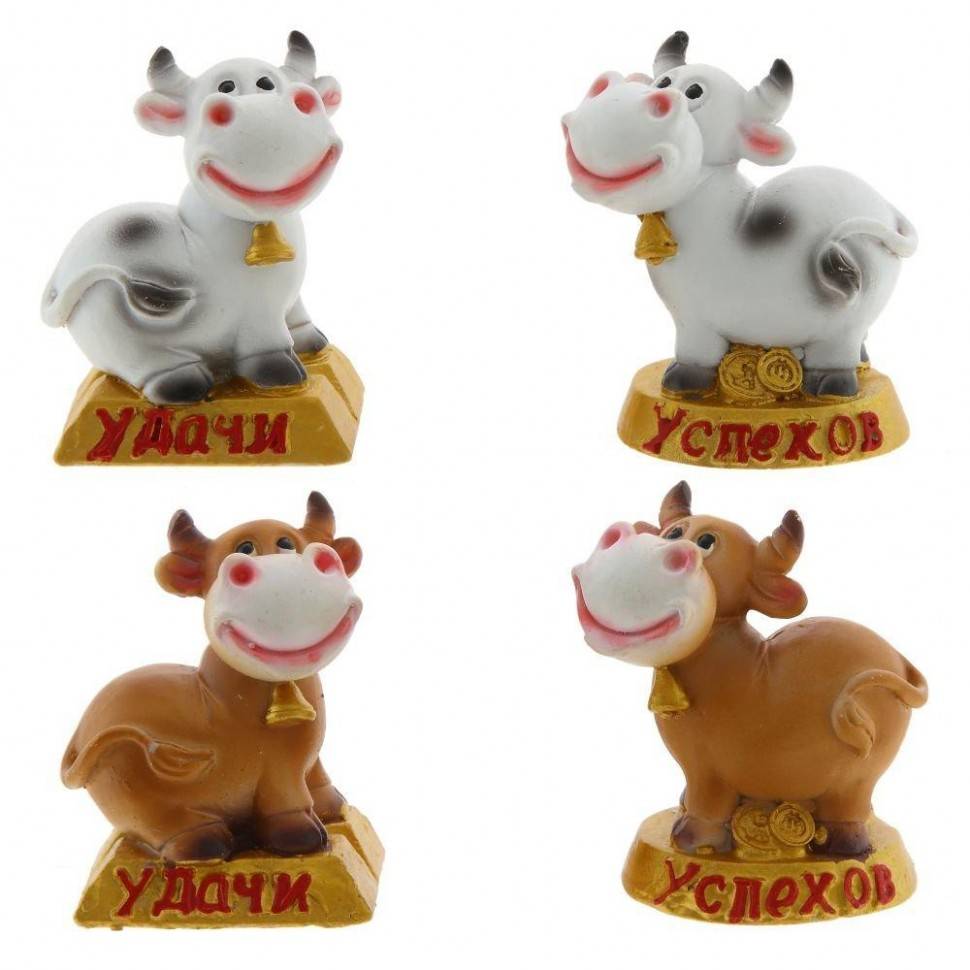 Фигурка декоративная "Бычок", L5 W3 H5,5 см, 4в. 82-1738 фото 1 — Egidius.ru