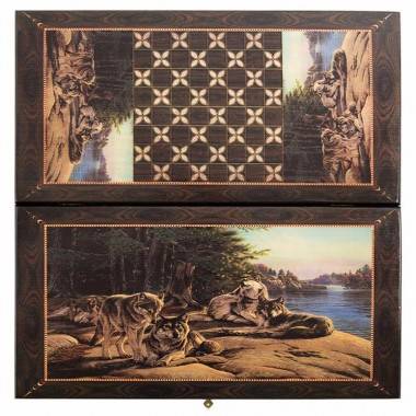 Настольная игра: Нарды + шашки Смоленские &quot;Стая волков&quot; большие 4-2-406 — Egidius.ru