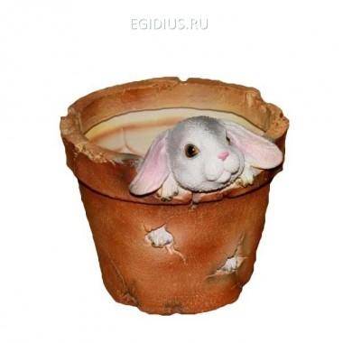 Кашпо для дачи Зайчонок в горшке, L15 W14 H14 см 81-6025 — Egidius.ru