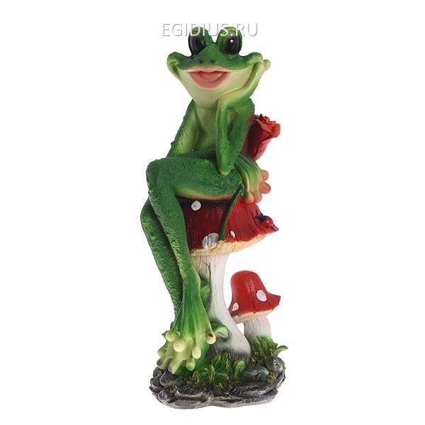 Фигура для сада Лягушка на поганке L18W16H39 см 81-6227 фото 1 — Egidius.ru