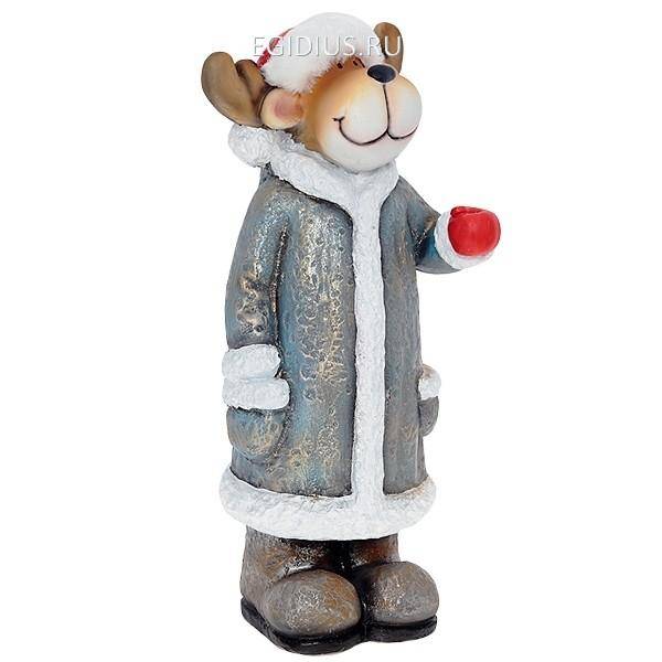 Фигура декоративная Олень в синей шубке, L20 W18 H55 см 81-6404 фото 1 — Egidius.ru