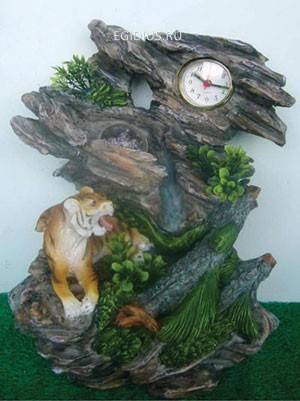 Фонтан: Тигры у скалы часы, цветная подсветка 10-0263 фото 1 &mdash; Egidius.ru