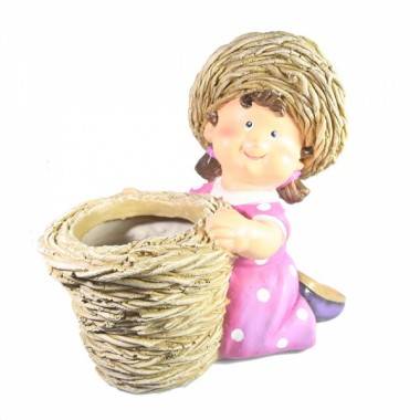 Кашпо садовое &quot;Девочка с корзиной&quot;  L30W19H29 см 81-6851 — Egidius.ru