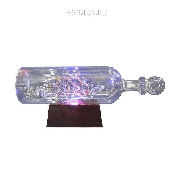 Изделие декоративное "Корабль в бутылке" со светодиодами, L26 W7 H10 см (3 х АА, не прилаг) 81-0517 фото 1 — Egidius.ru