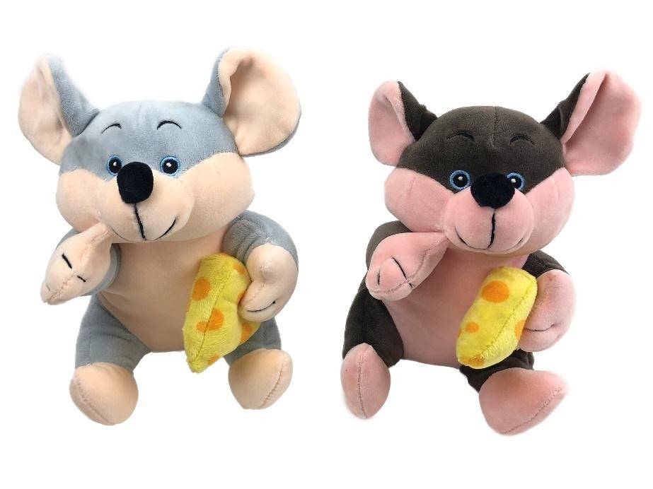 Мягкая игрушка Мышь с сыром 19 см символ года 2020 2-1-027 фото 1 — Egidius.ru