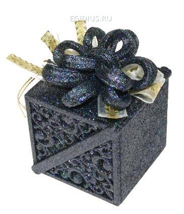 Игрушка ёлочная Подарок серебро 8см 151-143 фото 1 — Egidius.ru