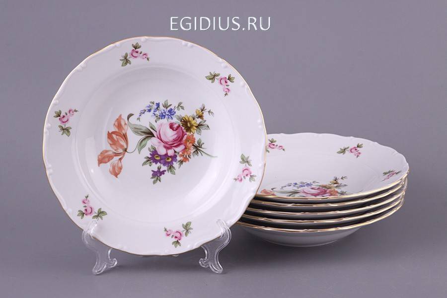 Набор суповых тарелок из 6 шт."майсеновский букет" диаметр=23 см. 300-482 фото 1 — Egidius.ru