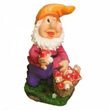 Фигура садовая &quot;Гном с корзиной грибов&quot; L30W35H44см 81-6742 — Egidius.ru