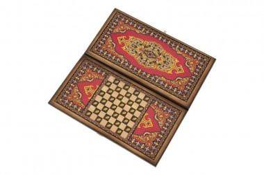 Настольная игра: Нарды + шашки &quot;Сирия Красные&quot; большие 4-2-326 — Egidius.ru