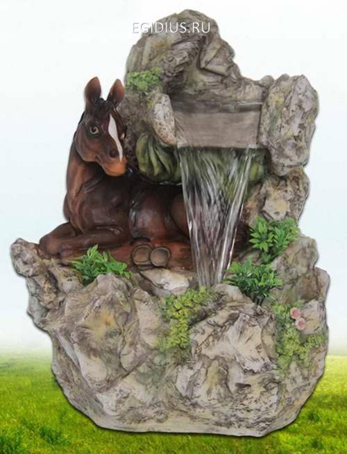 Фонтан декоративный Лошадь и водопад  27*22.2*33.7CM 10-0264 фото 1 &mdash; Egidius.ru