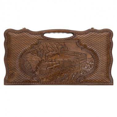 Настольная игра: Нарды резные &quot;Паровоз&quot; с ручкой 60, Haleyan 4-2-041 — Egidius.ru