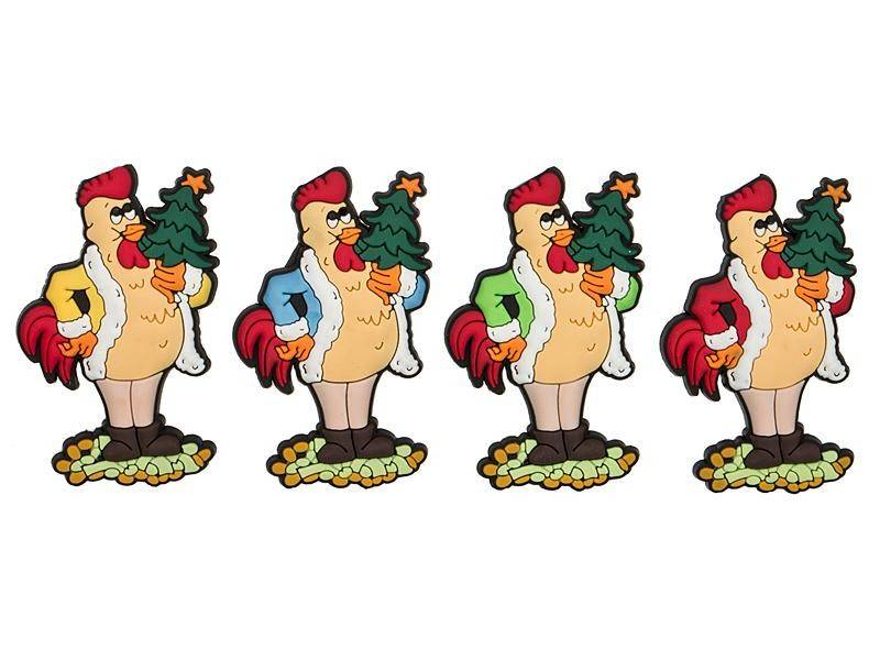 Набор из 4-х магнитов "петух" 4.5*0.5*6.5см  330-709 фото 1 — Egidius.ru