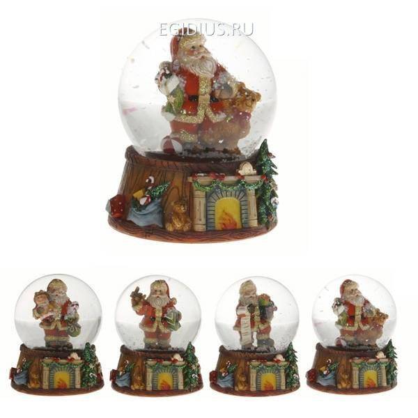 Снежный шар на новый год "Санта", 4в., L8 W8 H9 см 81-1001 фото 1 &mdash; Egidius.ru