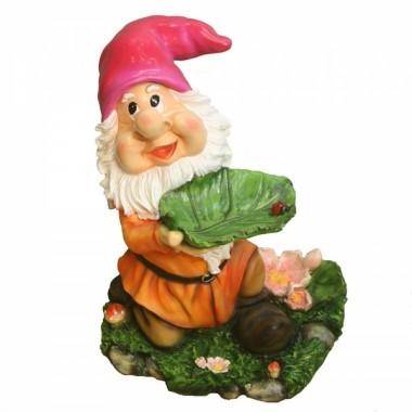 Фигура садовая &quot;Гном с листом&quot; L30W38H46 см 81-6743 — Egidius.ru