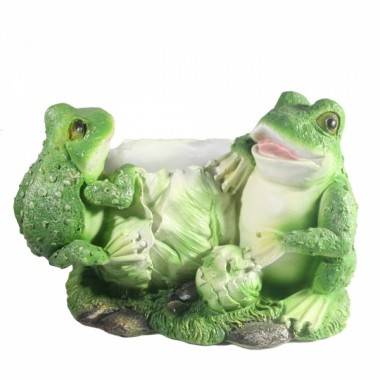 Кашпо садовое &quot;Лягушки на капусте&quot;, L27 W20 H17 см 81-6754 — Egidius.ru