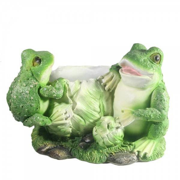 Кашпо садовое "Лягушки на капусте", L27 W20 H17 см 81-6754 фото 1 — Egidius.ru