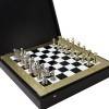 Шахматный набор "Стаунтон, турнирные" (черно-бел. с золотом мет. доска 44х44, дер. короб, фигуры золото/серебро) 31-0818 фото 2 — Egidius.ru