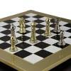 Шахматный набор "Стаунтон, турнирные" (черно-бел. с золотом мет. доска 44х44, дер. короб, фигуры золото/серебро) 31-0818 фото 3 — Egidius.ru