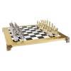 Шахматный набор "Стаунтон, турнирные" (черно-бел. с золотом мет. доска 44х44, дер. короб, фигуры золото/серебро) 31-0818 фото 5 — Egidius.ru