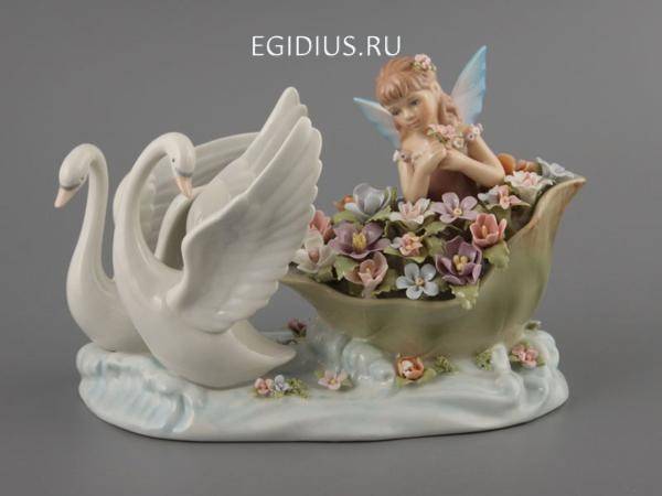 Статуэтка музыкальная "ангелочек и пара лебедей" высота=15 см.длина=20 см. 320-212 фото 1 — Egidius.ru