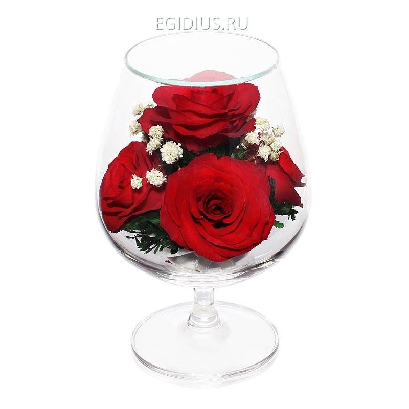 Цветы в стекле: Композиция из натуральных роз. 200-050 фото 1 &mdash; Egidius.ru