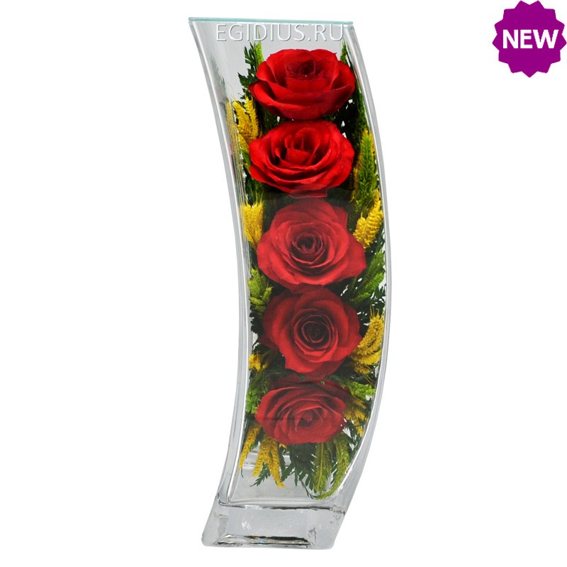 Цветы в стекле: Композиция из натуральных роз. 200-318 фото 1 — Egidius.ru