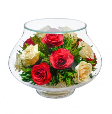 Цветы в стекле: Композиция из роз (LLR5c3) 200-015 — Egidius.ru