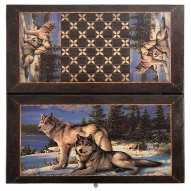 Настольная игра: Нарды + шашки Смоленские &quot;2 волка&quot; большие 4-2-409 — Egidius.ru