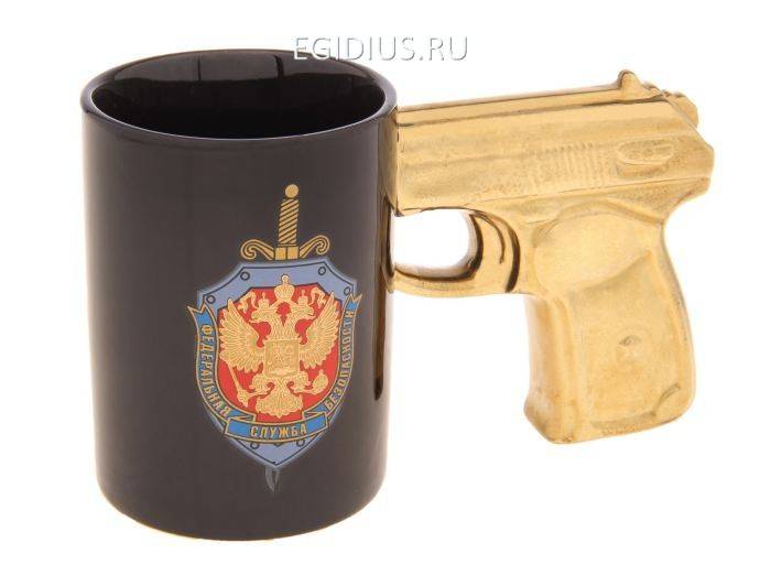 Кружка с ручкой пистолет "ФСБ" 7,5х10,5 см  807-008 фото 1 — Egidius.ru