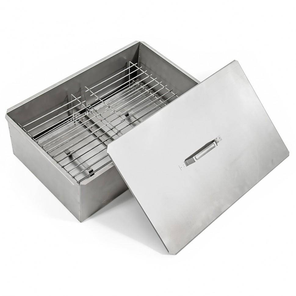 Коптильня для дачи нержавейка 1мм двухъярусная 580х380х220 мм с поддоном 42-0021 фото 1 — Egidius.ru